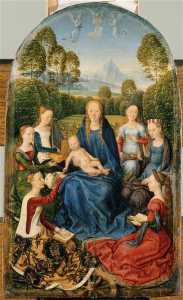 La Vierge et l'enfant entourés de saintes