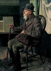 Portrait of an Old Man Holding a Stick