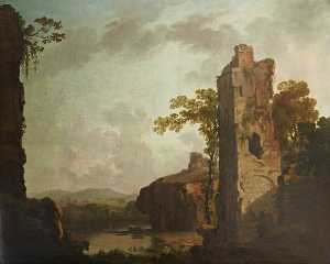 paysage avec un ruiné  La tour