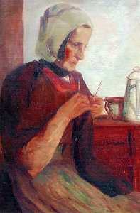Woman Knitting, (painting)