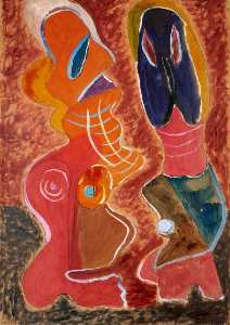 An Abstract Composition with Two Anthropomorphic Figures