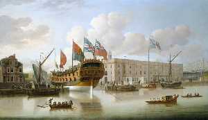 El 'St Albans' Flotó fuera en Deptford , 1747