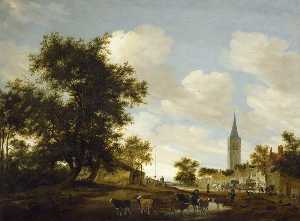 A Draw well with Cattle before Beverwijck Church