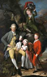亨利 骑士 ( 1738–1772 ) , 的 Tythegston , 与他 三个孩子