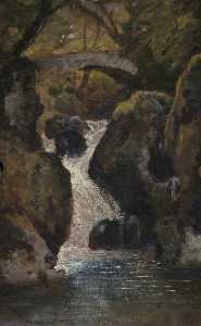 Landscape with a Waterfall (verso)
