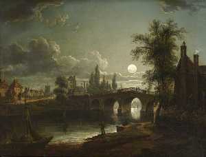 Chertsey Brücke durch Mondlicht