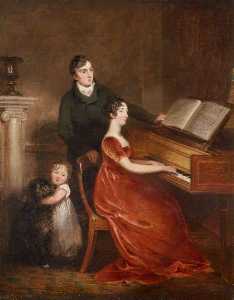 Signore Tommaso Diga Acland ( 1787–1871 ) , 10th Bt , MP , sua moglie Lydia Elisabetta Hoare ( 1786–1856 ) , e il loro Figlio , più tardi signore Tommaso Diga Acland ( 1809–1898 ) , 11th Bt
