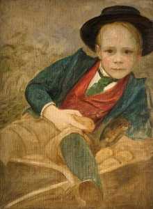 Study of a Boy Sitting on a Wheelbarrow