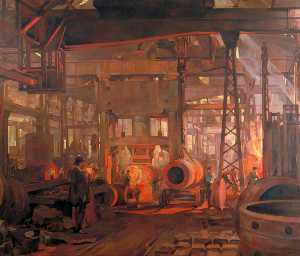 The 'L' Press Forging the Jacket of an 18 Inch Gun, Armstrong Whitworth Works, Openshaw