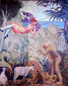 A Tropical Fantasy Charles Reilly's Dining Room Mural (panel 4 of 6)