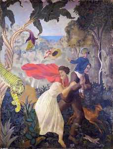 A Tropical Fantasy Charles Reilly's Dining Room Mural (panel 3 of 6)