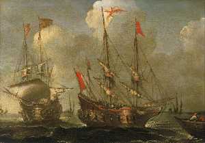 spanisch schiffe  bei  anker