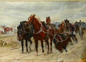 Paziente Eroi , un Reale artiglieria a cavallo squadra della pistola in azione , c . 1882