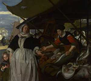 Adriana furgone Heusden e sua figlia al nuovo fishmarket ad amsterdam