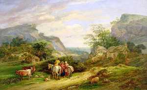Landscape with Figures and Cattle, Sea in the Distance