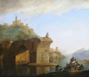 paysage avec un pont dans  au  italien  campagne