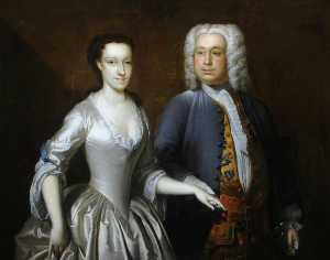tunstall的卡斯伯特 ( 1681–1747 ) , 和他的 第二 妻子 伊丽莎白 Heneage ( ð . 1766 )