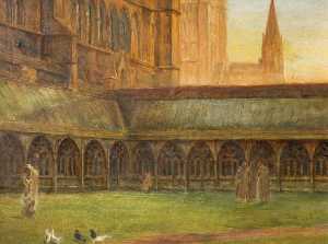 Lincoln Cathedral, the Cloisters (panel in the Everitt Cabinet)