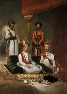 Madhu Rao Narayan, the Maratha Peshwa with Nana Fadnavis and Attendants