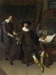 Retrato de Constantijn Huygens asícomo  su  dependiente