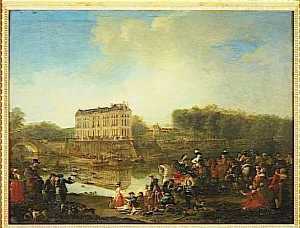 LE CERF PRIS DANS L'EAU DEVANT LE CHATEAU DE L'ISLE ADAM.1766