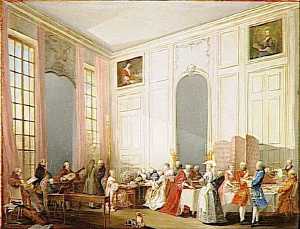 LE THE A L'ANGLAISE DANS LE SALON DES QUATRE GLACES, AU TEMPLE, AVEC TOUTE LA COUR DU PRINCE DE CONTI.1766