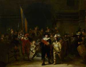 a empresa do capitão proibindo cocq e Tenente Willem furgão Ruytenburch ( 'The Nightwatch' ) ( após rembrandt furgão Rijn )