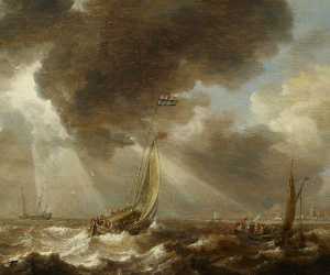 Голландский Паром  лодок  в     свежий  ветер