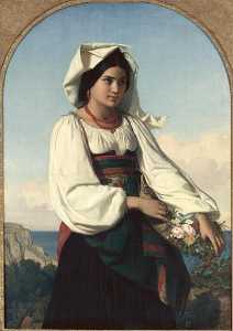 Jeune fille portant des fleurs (festa dell'inflorenta)