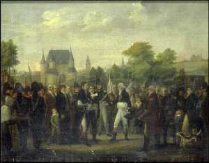 Benoist de Lhomond député de Valenciennes est reçu à la porte de Lille à son retour de Paris en 1815