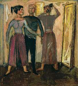 Figures before a mirror