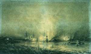 爆炸 的 一个 土耳其 军舰  上 多瑙河