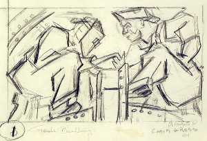 Welders 1 (sketch for relief panel, U.S. Federal Trade Commission Building)