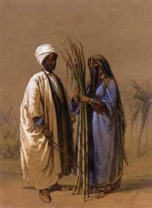 一つの エジプト人  男  と  彼の  妻