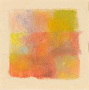 Abstraktion in Orange, Gelb und Grün Farbstudie mit neun Feldern