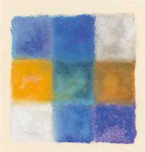 Abstraktion in Blau, Gelb und Weiss