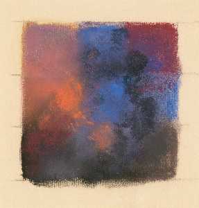 Abstraktion in Rot, Blau und Schwarz Farbstudie mit neun Feldern
