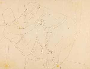 (Figure Seated, Figure Leaning Over)