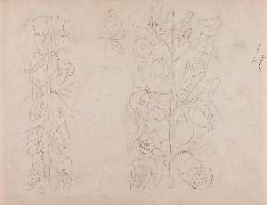 (Two Vegetable and Flower Stalks)
