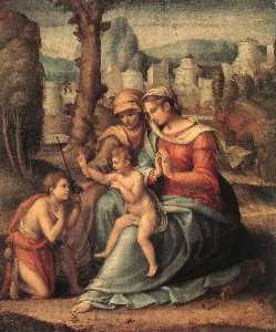 Madone avec le christ Enfant , saint elizabeth et saint jean le baptiste