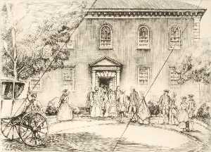 Washington at Pohick Church (cancelled plate from the portfolio The Bicentennial Pageant of George Washington )