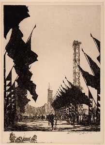 Avenida de banderas , Chicago Feria , 1934