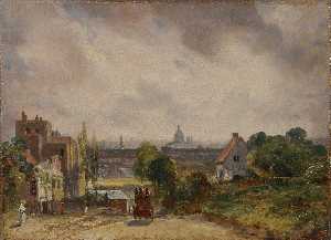 vista de la ciudad de londres de sir Ricardo Steele's cabaña , Hampstead