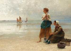 Girls Gathering Oysters, Brittany