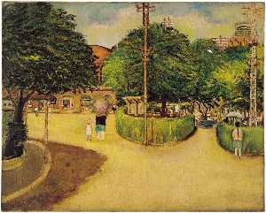 English Street of Summer Chen Cheng po 1927 Canvas Oil painting 79×98cm Collection of Taipei Museum of Fine Arts 中文 夏日街景 陳澄波 1927 畫布‧油彩 79×98cm 台北市立美術館典藏。