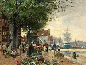 A Flower Market in a Dutch City
