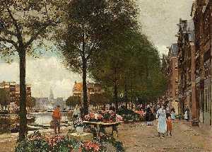 Flower market on the Singel in Amsterdam