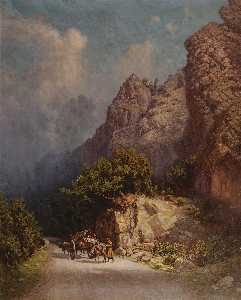 Ox drawn cart in the mountains