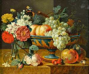 Тарелка с фруктами с  Цветы