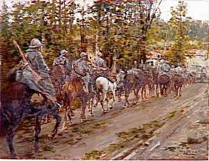 Cavaliers de l'armée Mangin traversant Corcy, Septembre 1918